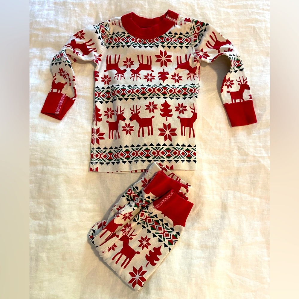 Hanna Andersson Hannajams holiday deer print pajamas unisex 2T